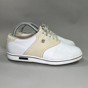 FootJoy Golf Shoes Womens Size 8.5 Cape Cod Collection White Leather Golf Spikes